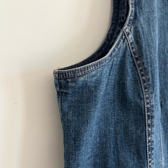 Vintage Floral Embroidered Blue Denim Button Up Vest - Picture 6 of 10